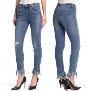 BLANKNYC High Rise Frayed Hem Skinny Jeans